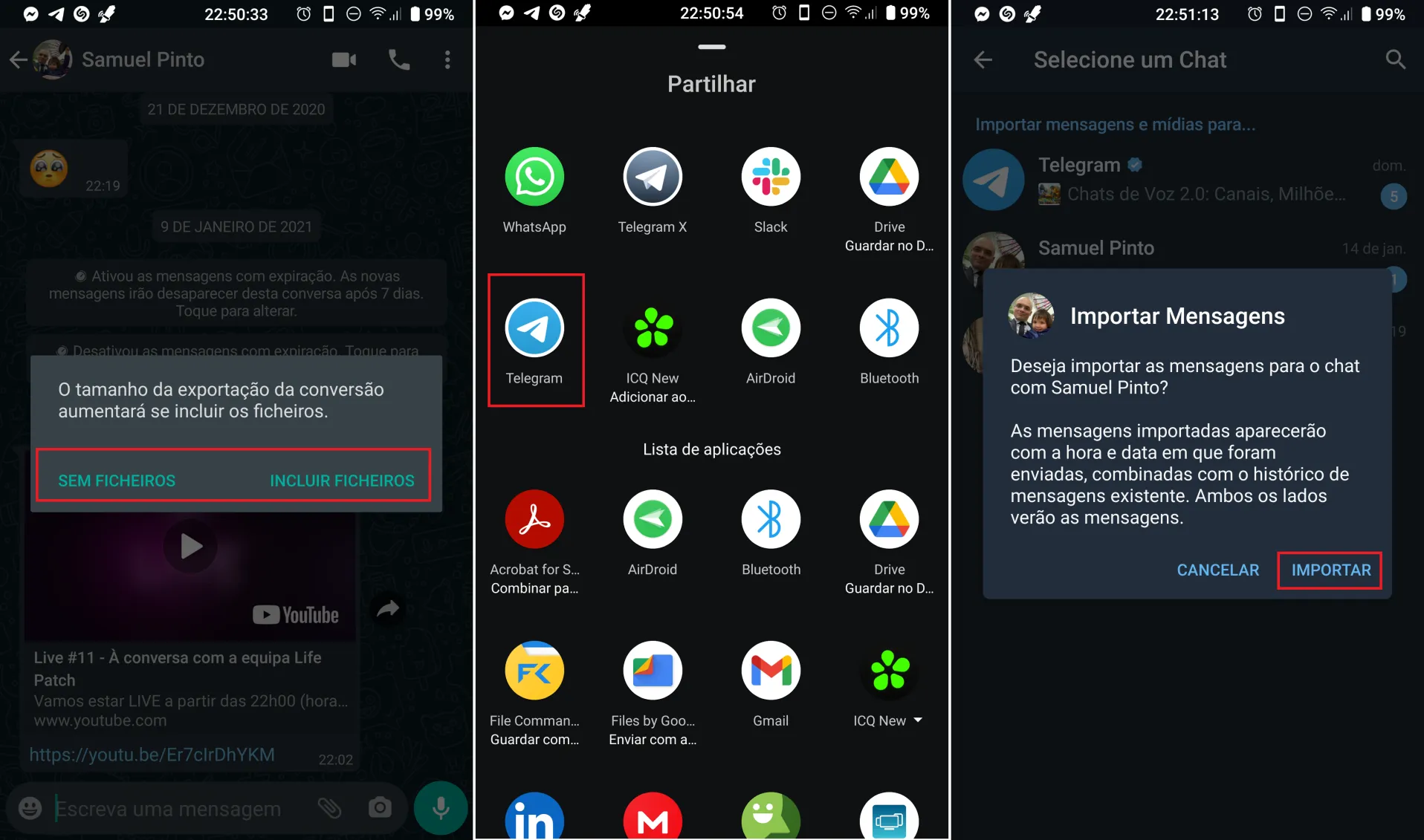 Como transferir as conversas do WhatsApp para o Telegram